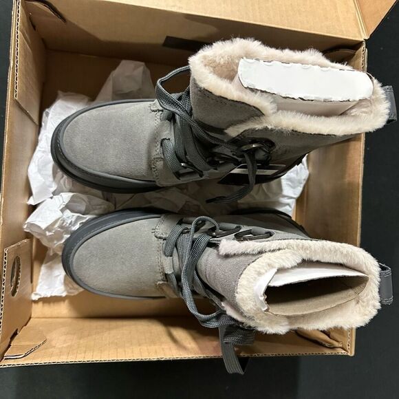 New Sorel Tivoli IV Waterproof Suede Shearling Ankle Boots 6 Quarry - Picture 2 of 6